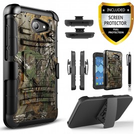 Alcatel A30 (T-Mobile / AT&T / VERIZON) Case, (Not For A30 Plus) Dual Layers [Combo Holster] Case And Built-In Kickstand Bundled with [Premium Screen Protector] Hybrid Shockproof And Circlemalls Stylus Pen (Camo)